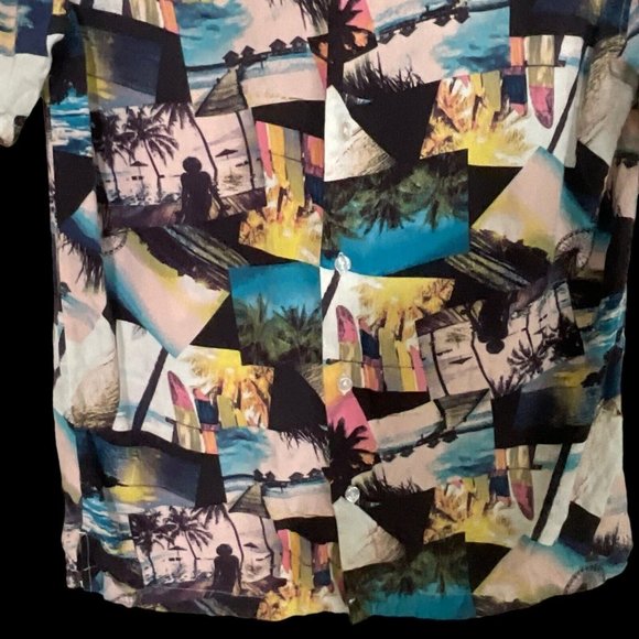 No Boundaries Mens Tropical Button Down Shirt Size Small (34-36) Rayon - Picture 8 of 8